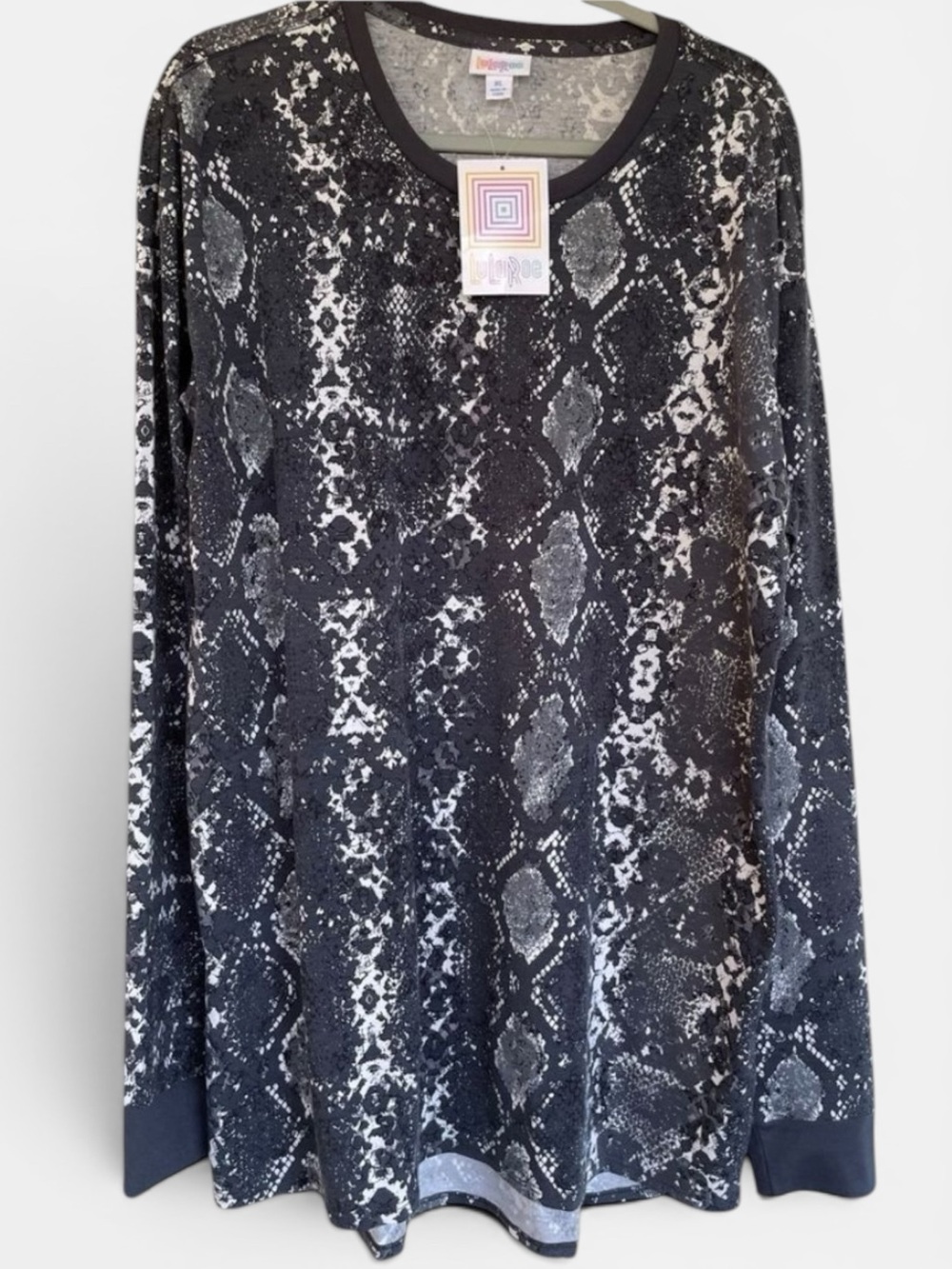 Snake Print Tunic Top Long Sleeve Gray Black XL NWT LuLaRoe Hudson